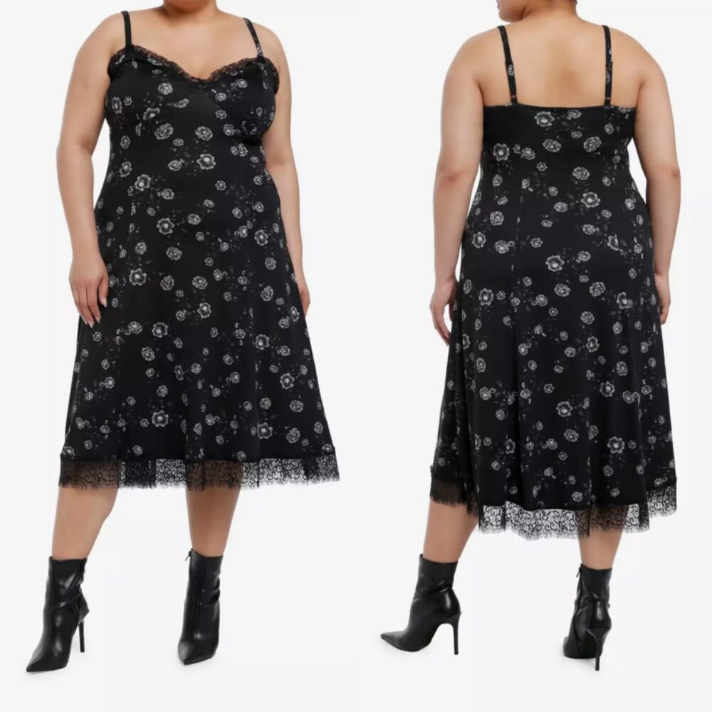 NWT Hot Topic 2 Cosmic Aura Skull Rose Midi Slip Dress 2X 18 20